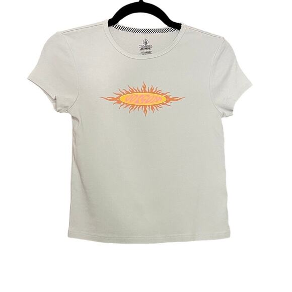 VOLCOM Women's Have a Clue Skimmer Baby Rib T-Shirt Chlorine Blue Size XS - Picture 1 of 8